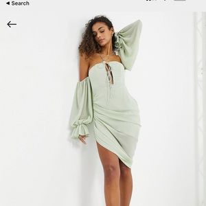 Sage Green Off The Shoulder Dress